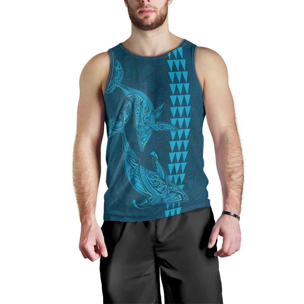 Aloha Hawaii Whale Kakau and Polynesian Tattoo Men Tank Top Light Blue Color LT03 - Polynesian Pride