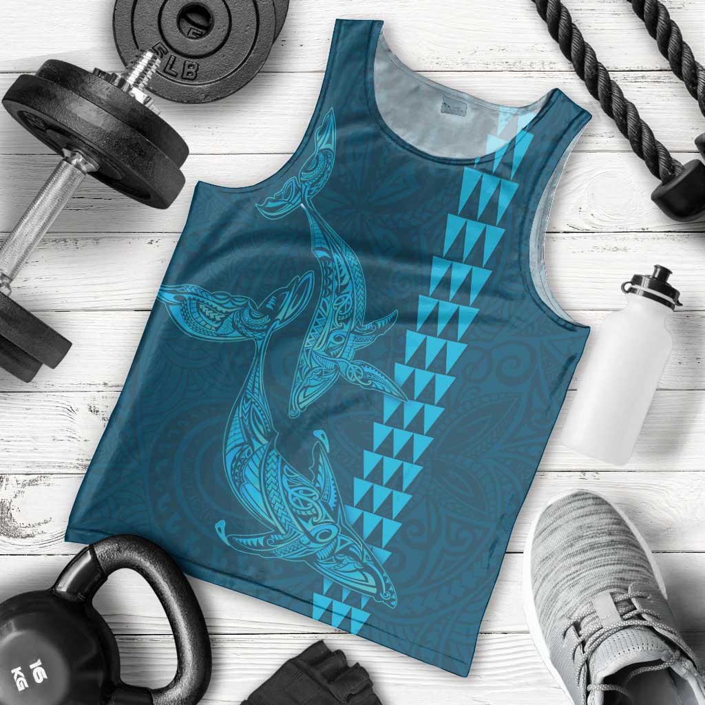 Aloha Hawaii Whale Kakau and Polynesian Tattoo Men Tank Top Light Blue Color LT03 - Polynesian Pride