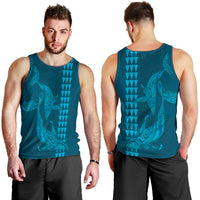 Aloha Hawaii Whale Kakau and Polynesian Tattoo Men Tank Top Light Blue Color LT03 - Polynesian Pride
