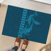 Aloha Hawaii Whale Kakau and Polynesian Tattoo Rubber Doormat Light Blue Color LT03 - Polynesian Pride