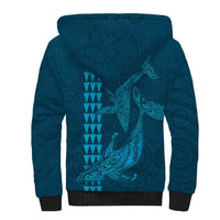 Aloha Hawaii Whale Kakau and Polynesian Tattoo Sherpa Hoodie Light Blue Color LT03 - Polynesian Pride