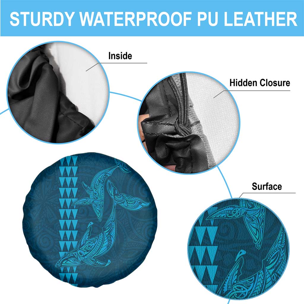 Aloha Hawaii Whale Kakau and Polynesian Tattoo Spare Tire Cover Light Blue Color LT03 - Polynesian Pride