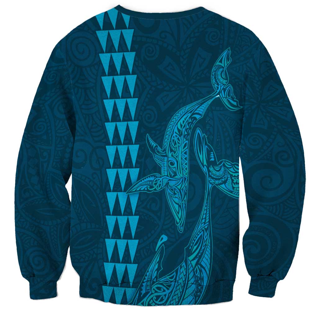 Aloha Hawaii Whale Kakau and Polynesian Tattoo Sweatshirt Light Blue Color LT03 - Polynesian Pride