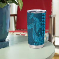 Aloha Hawaii Whale Kakau and Polynesian Tattoo Tumbler Cup Light Blue Color