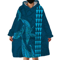 Aloha Hawaii Whale Kakau and Polynesian Tattoo Wearable Blanket Hoodie Light Blue Color LT03 - Polynesian Pride