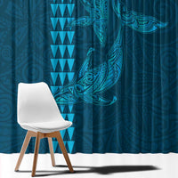 Aloha Hawaii Whale Kakau and Polynesian Tattoo Window Curtain Light Blue Color LT03 - Polynesian Pride