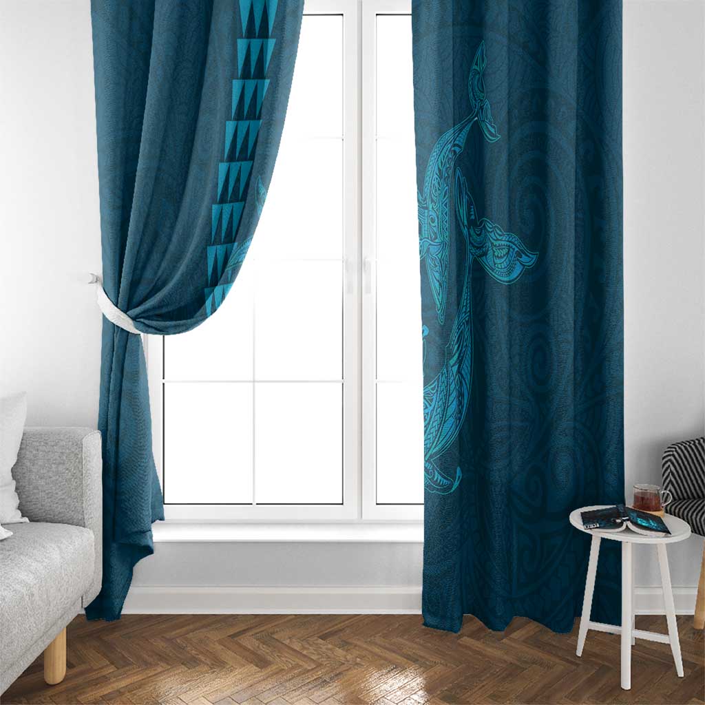 Aloha Hawaii Whale Kakau and Polynesian Tattoo Window Curtain Light Blue Color LT03 - Polynesian Pride