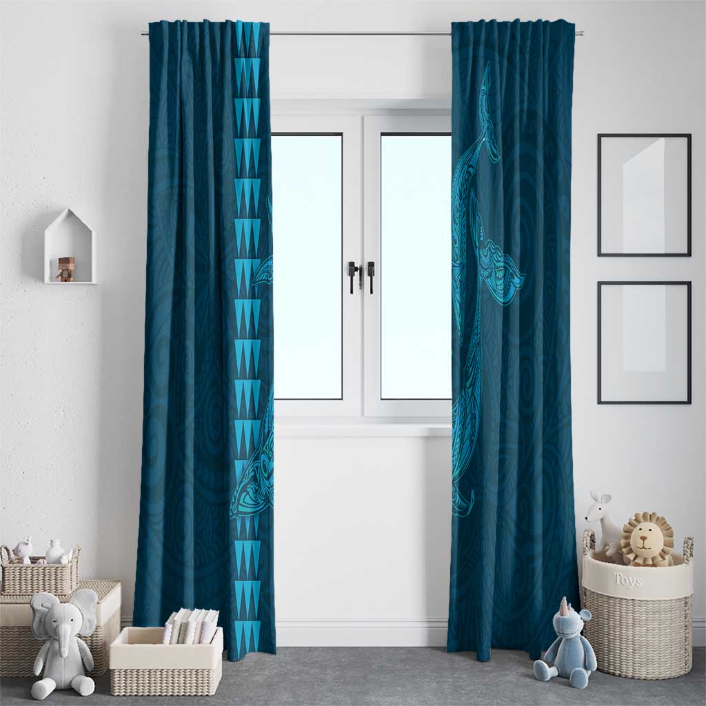 Aloha Hawaii Whale Kakau and Polynesian Tattoo Window Curtain Light Blue Color LT03 - Polynesian Pride