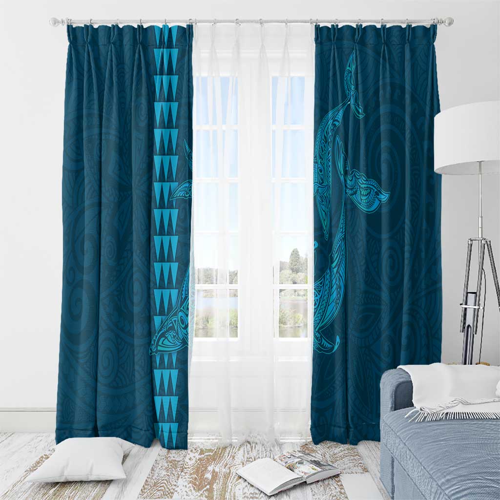 Aloha Hawaii Whale Kakau and Polynesian Tattoo Window Curtain Light Blue Color LT03 - Polynesian Pride