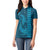 Aloha Hawaii Whale Kakau and Polynesian Tattoo Women Polo Shirt Light Blue Color