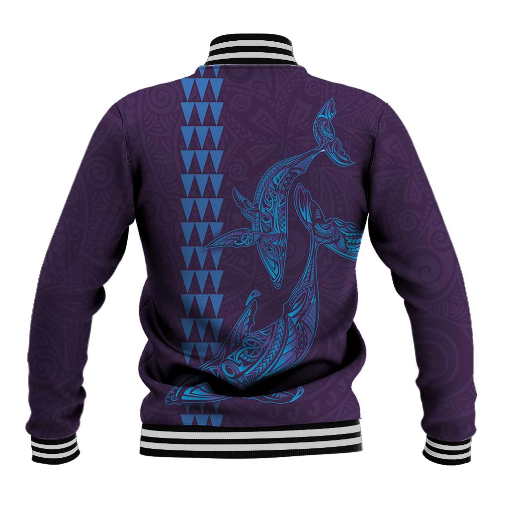 Aloha Hawaii Whale Kakau and Polynesian Tattoo Baseball Jacket Purple Color LT03 - Polynesian Pride