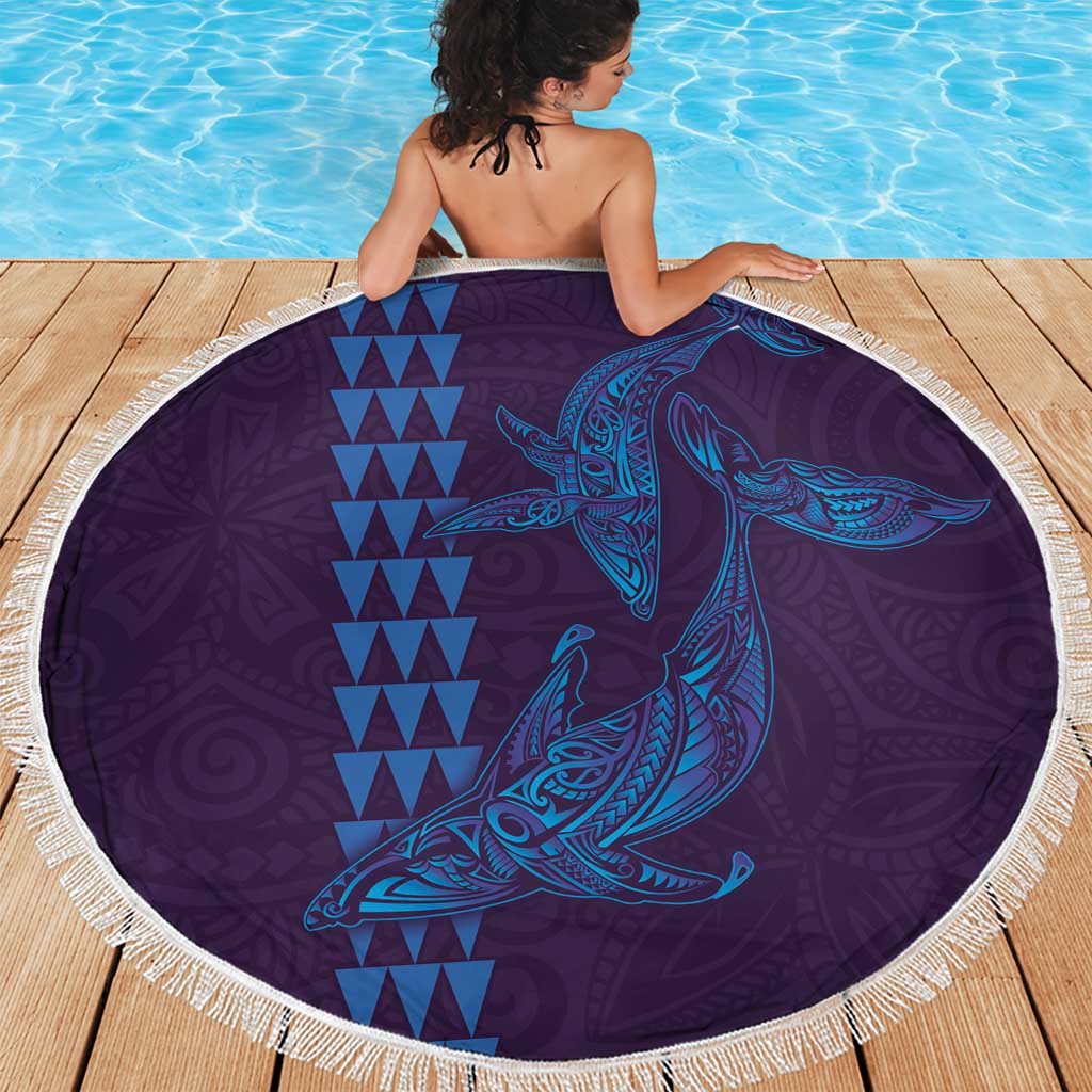 Aloha Hawaii Whale Kakau and Polynesian Tattoo Beach Blanket Purple Color LT03 - Polynesian Pride