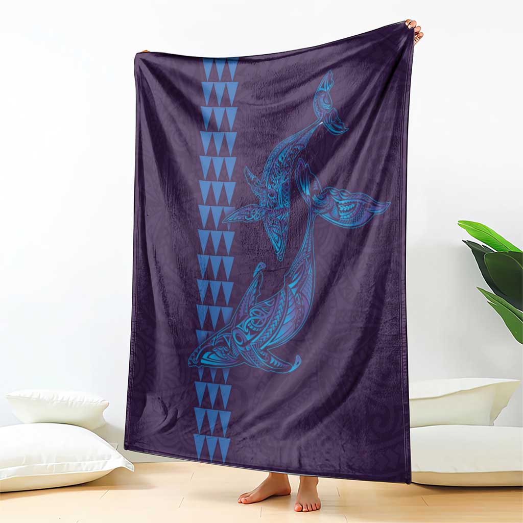 Aloha Hawaii Whale Kakau and Polynesian Tattoo Blanket Purple Color LT03 - Polynesian Pride