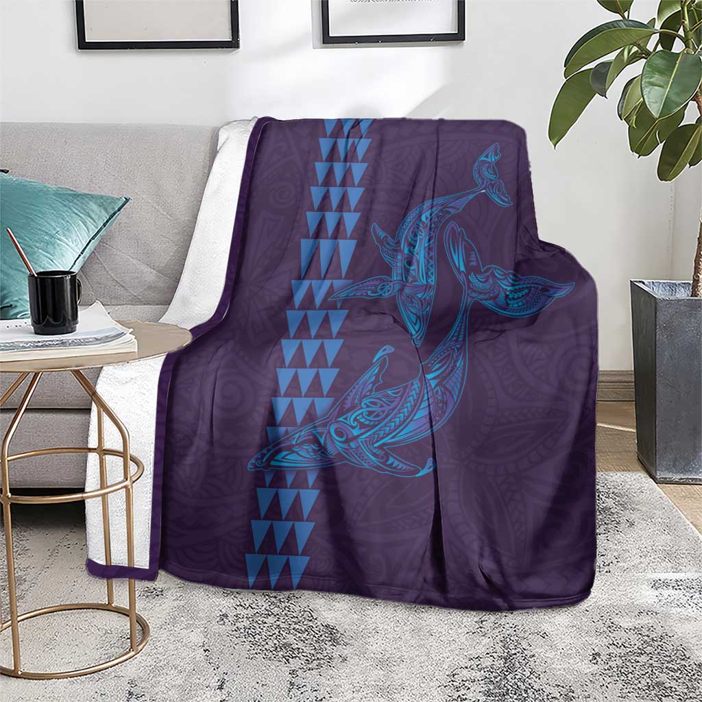 Aloha Hawaii Whale Kakau and Polynesian Tattoo Blanket Purple Color LT03 - Polynesian Pride