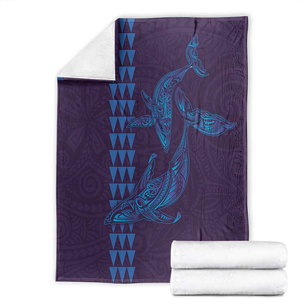 Aloha Hawaii Whale Kakau and Polynesian Tattoo Blanket Purple Color LT03 - Polynesian Pride
