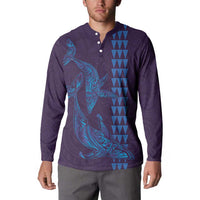 Aloha Hawaii Whale Kakau and Polynesian Tattoo Button Sweatshirt Purple Color LT03 - Polynesian Pride