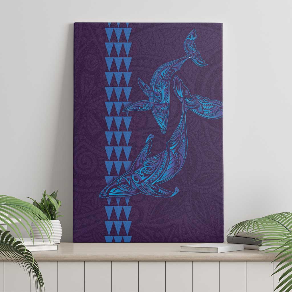 Aloha Hawaii Whale Kakau and Polynesian Tattoo Canvas Wall Art Purple Color LT03 - Polynesian Pride
