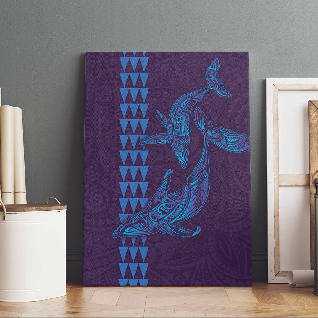 Aloha Hawaii Whale Kakau and Polynesian Tattoo Canvas Wall Art Purple Color LT03 - Polynesian Pride