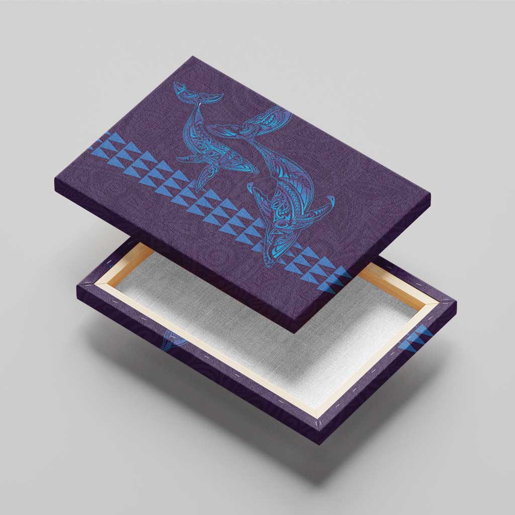 Aloha Hawaii Whale Kakau and Polynesian Tattoo Canvas Wall Art Purple Color LT03 - Polynesian Pride