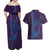 Aloha Hawaii Whale Kakau and Polynesian Tattoo Couples Matching Off Shoulder Maxi Dress and Hawaiian Shirt Purple Color