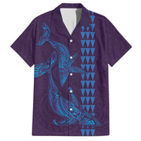 Aloha Hawaii Whale Kakau and Polynesian Tattoo Family Matching Summer Maxi Dress and Hawaiian Shirt Purple Color