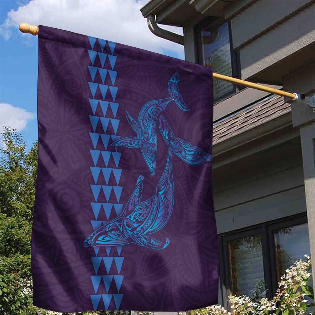 Aloha Hawaii Whale Kakau and Polynesian Tattoo Garden Flag Purple Color LT03 - Polynesian Pride