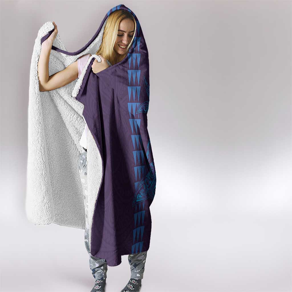 Aloha Hawaii Whale Kakau and Polynesian Tattoo Hooded Blanket Purple Color LT03 - Polynesian Pride