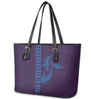 Aloha Hawaii Whale Kakau and Polynesian Tattoo Leather Tote Bag Purple Color LT03 - Polynesian Pride