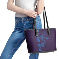 Aloha Hawaii Whale Kakau and Polynesian Tattoo Leather Tote Bag Purple Color LT03 - Polynesian Pride