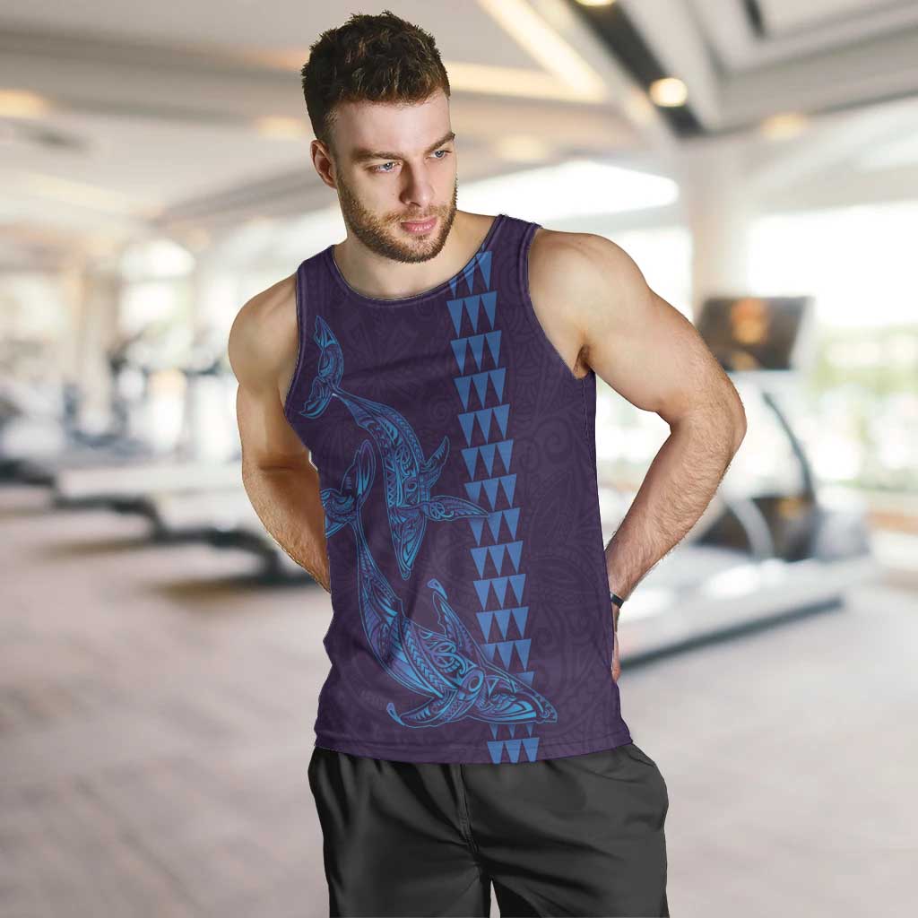 Aloha Hawaii Whale Kakau and Polynesian Tattoo Men Tank Top Purple Color LT03 Purple - Polynesian Pride
