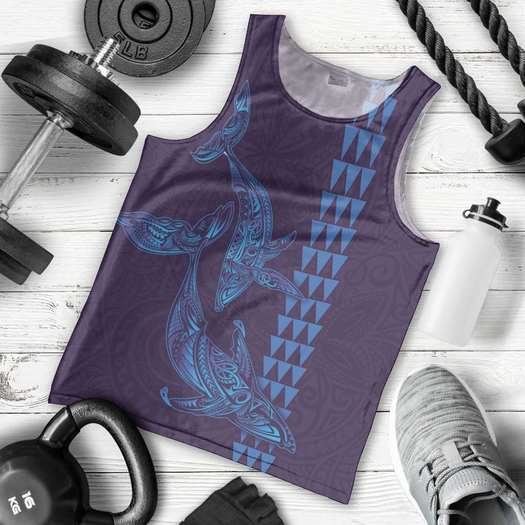 Aloha Hawaii Whale Kakau and Polynesian Tattoo Men Tank Top Purple Color LT03 - Polynesian Pride