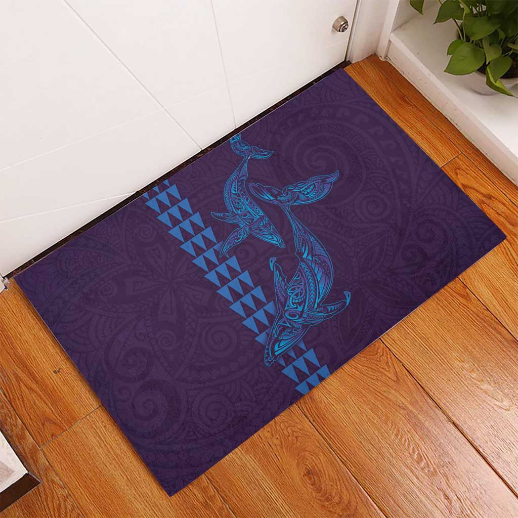 Aloha Hawaii Whale Kakau and Polynesian Tattoo Rubber Doormat Purple Color LT03 - Polynesian Pride