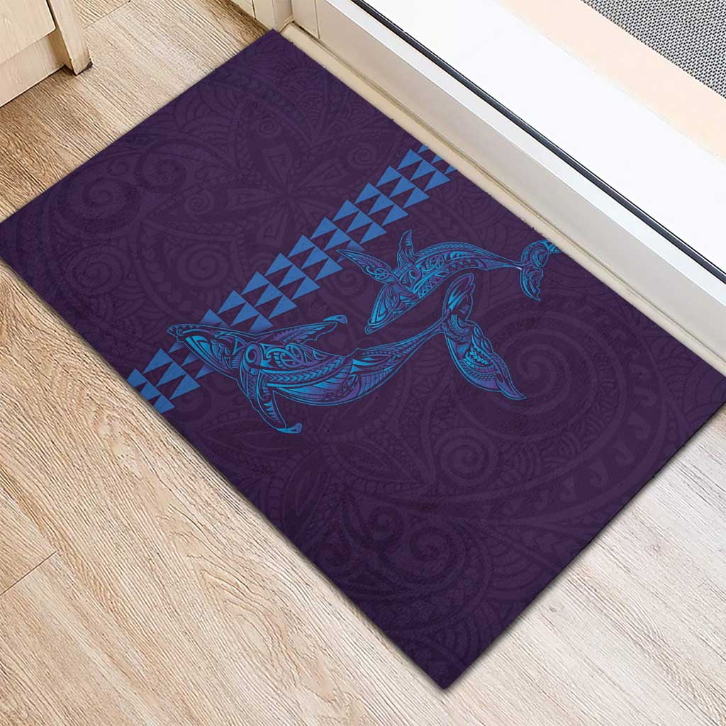 Aloha Hawaii Whale Kakau and Polynesian Tattoo Rubber Doormat Purple Color LT03 - Polynesian Pride