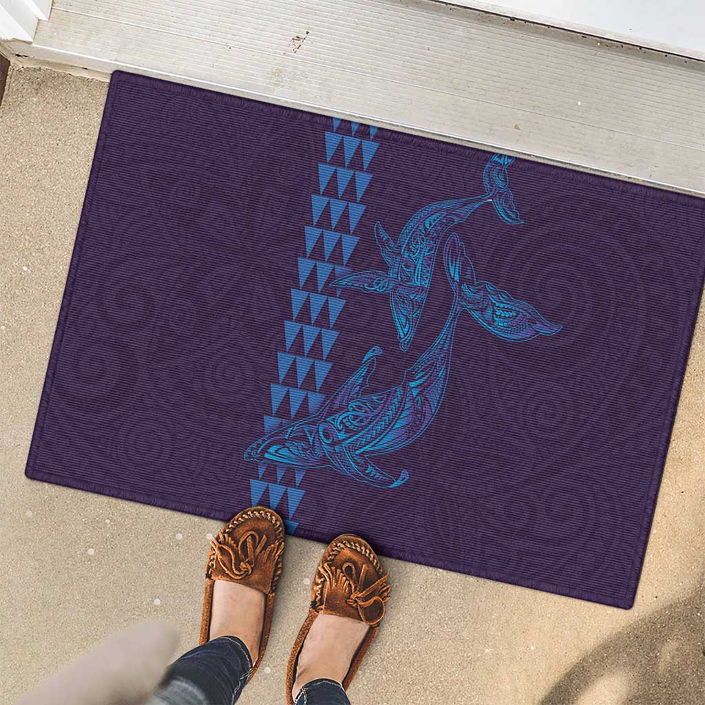Aloha Hawaii Whale Kakau and Polynesian Tattoo Rubber Doormat Purple Color LT03 - Polynesian Pride