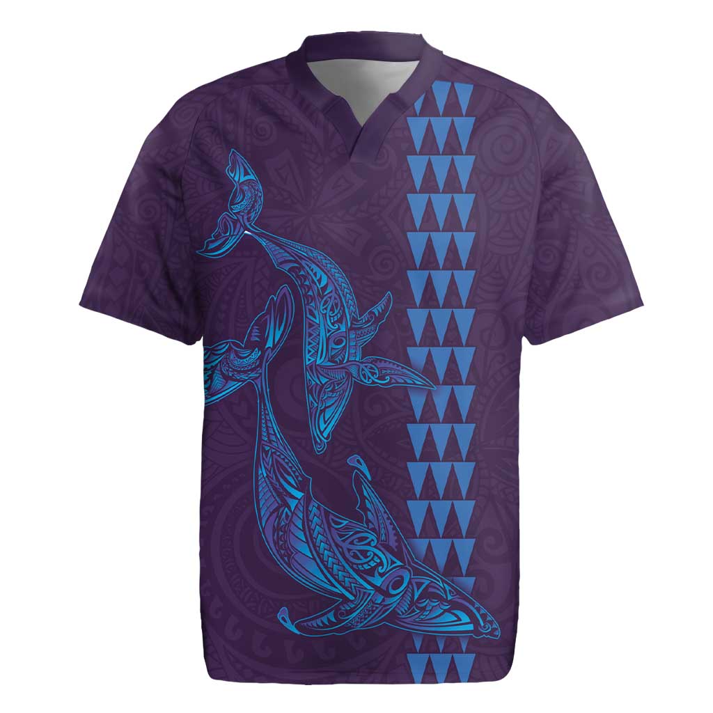 Aloha Hawaii Whale Kakau and Polynesian Tattoo Rugby Jersey Purple Color LT03 Purple - Polynesian Pride
