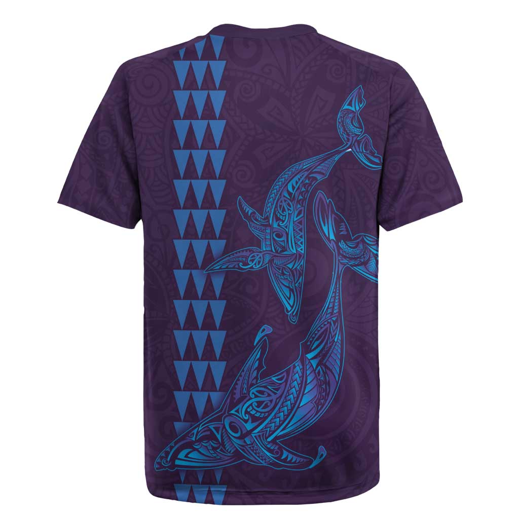Aloha Hawaii Whale Kakau and Polynesian Tattoo Rugby Jersey Purple Color LT03 - Polynesian Pride