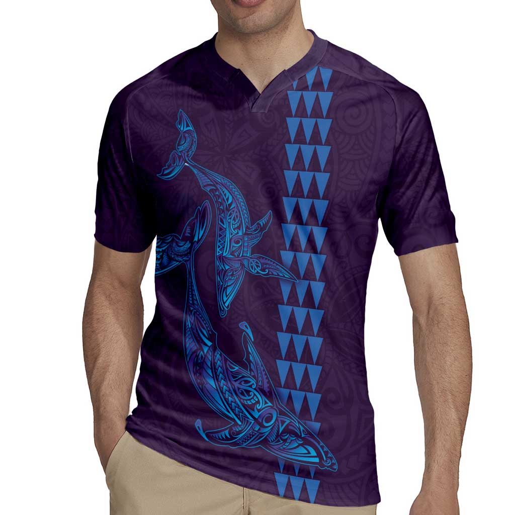 Aloha Hawaii Whale Kakau and Polynesian Tattoo Rugby Jersey Purple Color LT03 - Polynesian Pride