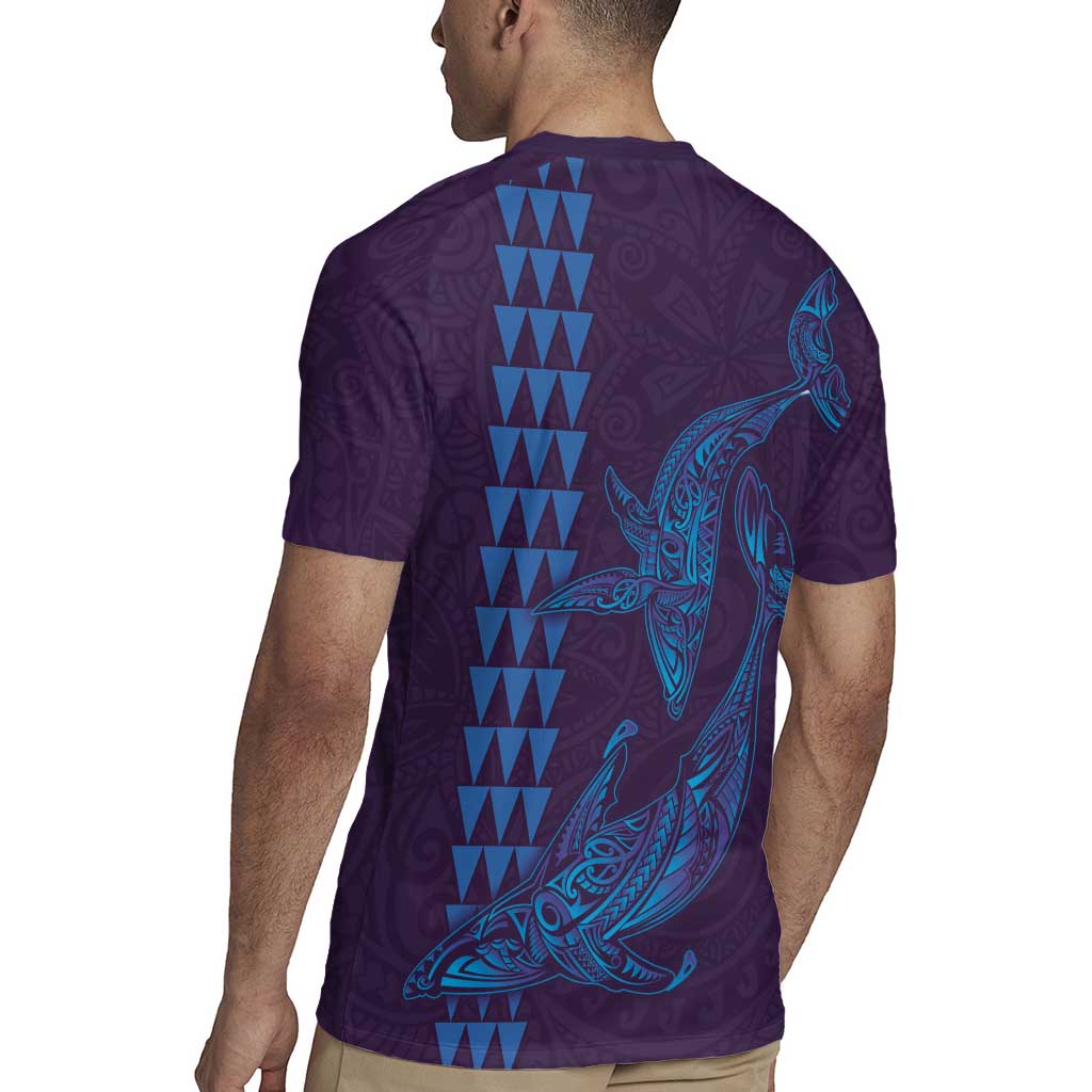 Aloha Hawaii Whale Kakau and Polynesian Tattoo Rugby Jersey Purple Color LT03 - Polynesian Pride