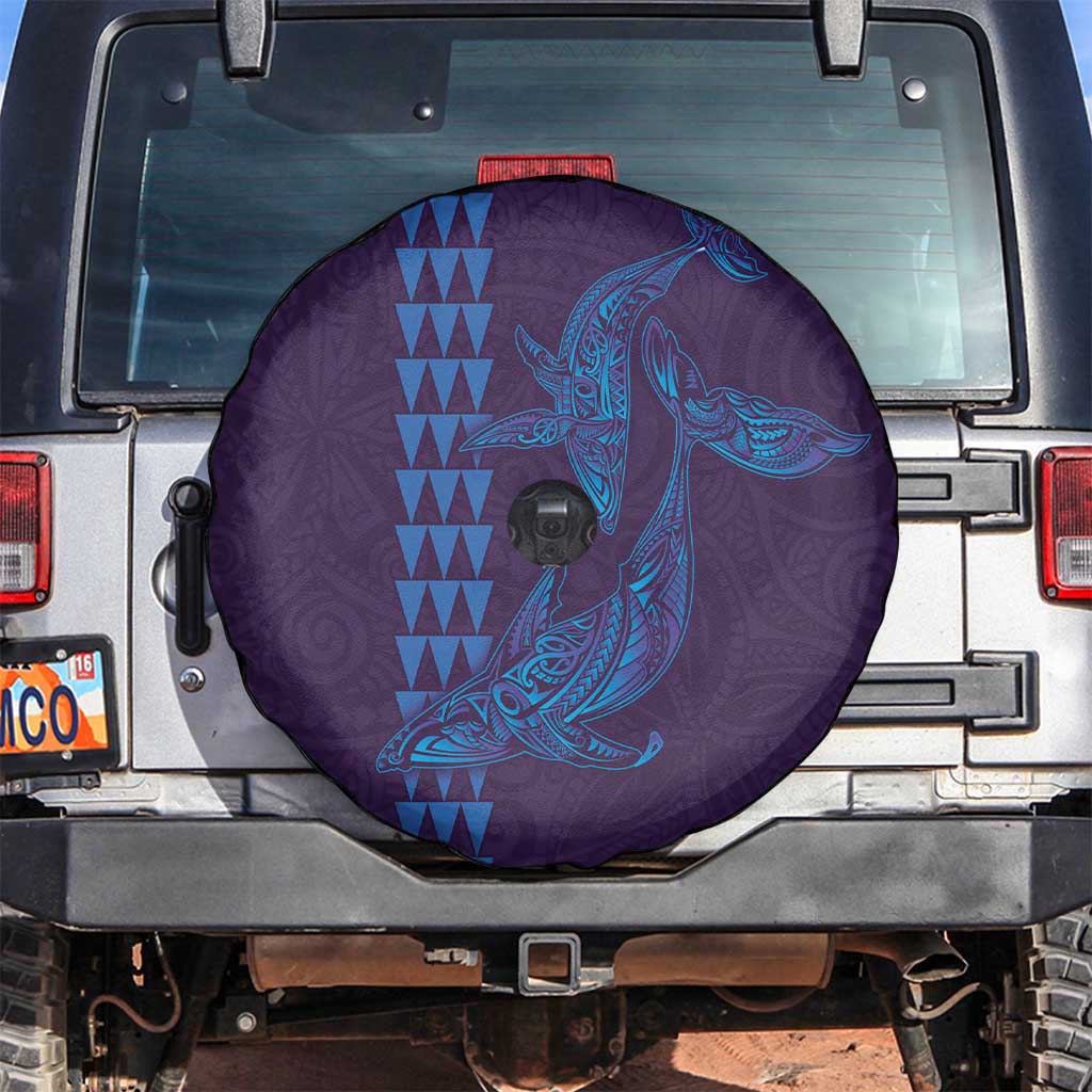 Aloha Hawaii Whale Kakau and Polynesian Tattoo Spare Tire Cover Purple Color