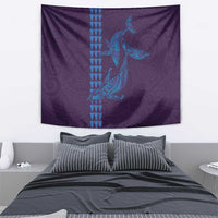 Aloha Hawaii Whale Kakau and Polynesian Tattoo Tapestry Purple Color