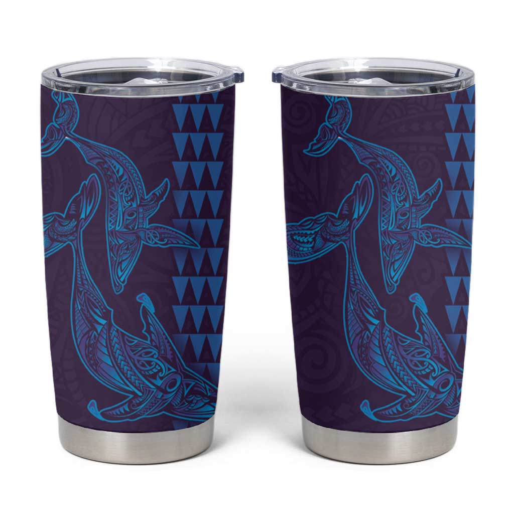 Aloha Hawaii Whale Kakau and Polynesian Tattoo Tumbler Cup Purple Color