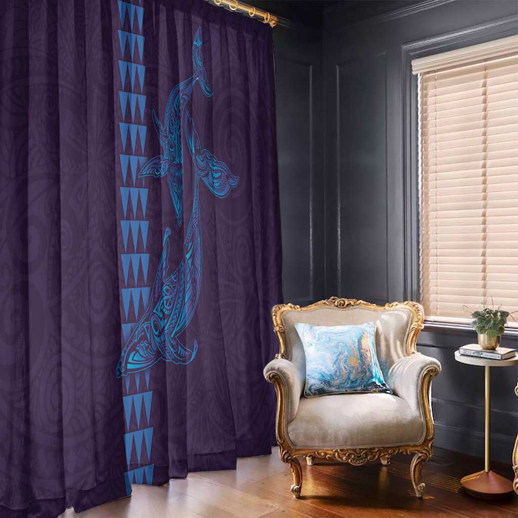 Aloha Hawaii Whale Kakau and Polynesian Tattoo Window Curtain Purple Color LT03 - Polynesian Pride