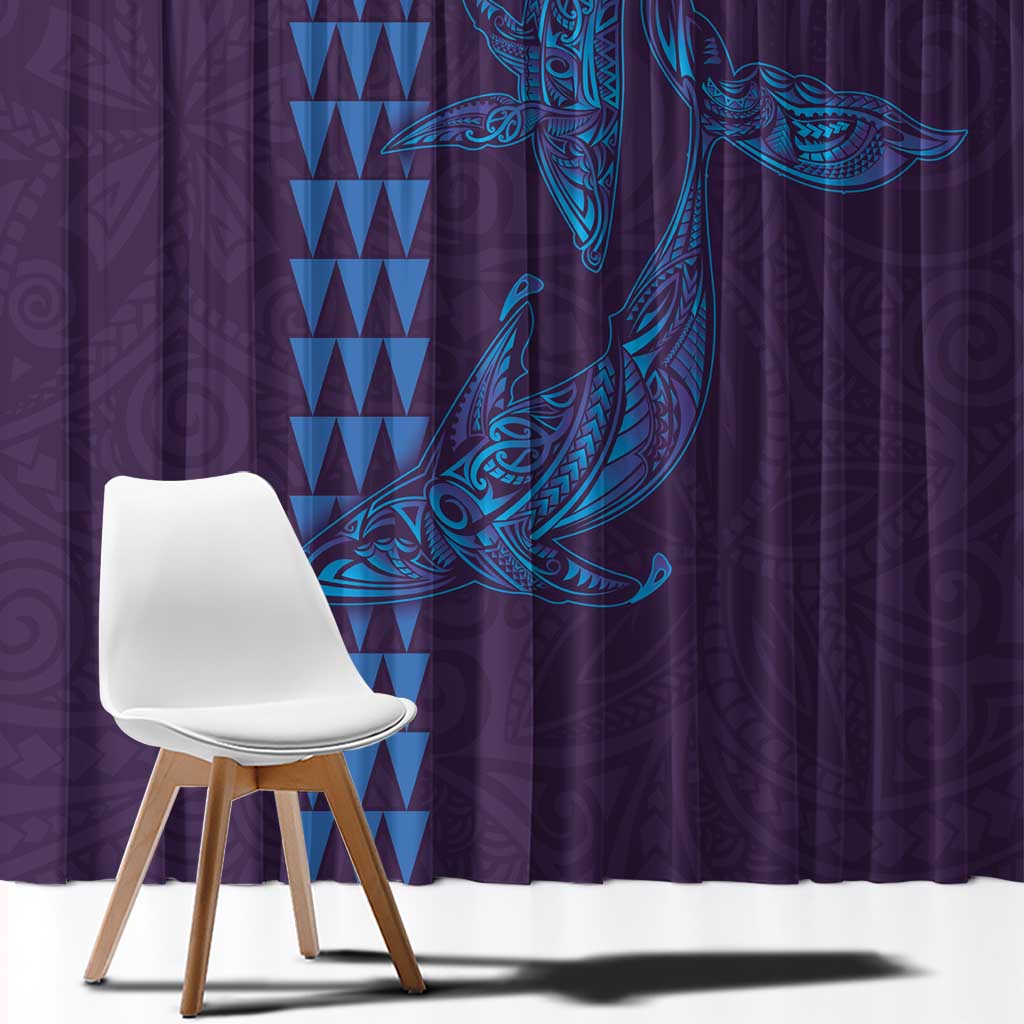 Aloha Hawaii Whale Kakau and Polynesian Tattoo Window Curtain Purple Color LT03 - Polynesian Pride