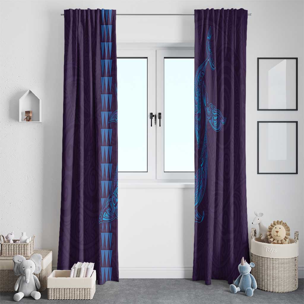 Aloha Hawaii Whale Kakau and Polynesian Tattoo Window Curtain Purple Color LT03 - Polynesian Pride