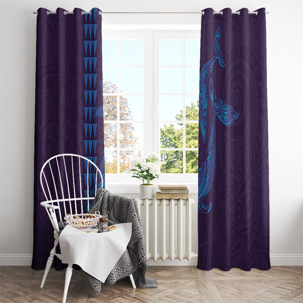 Aloha Hawaii Whale Kakau and Polynesian Tattoo Window Curtain Purple Color LT03 - Polynesian Pride