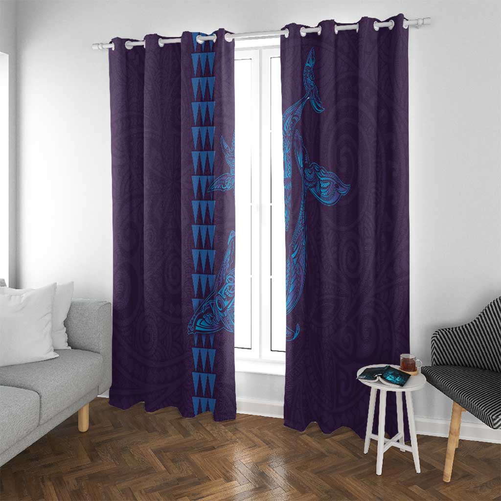 Aloha Hawaii Whale Kakau and Polynesian Tattoo Window Curtain Purple Color LT03 With Grommets Purple - Polynesian Pride