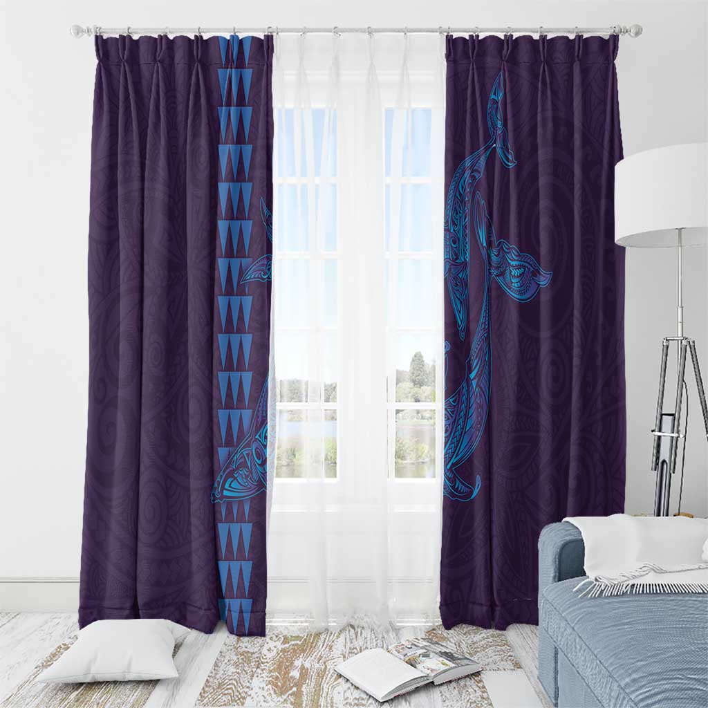 Aloha Hawaii Whale Kakau and Polynesian Tattoo Window Curtain Purple Color LT03 - Polynesian Pride