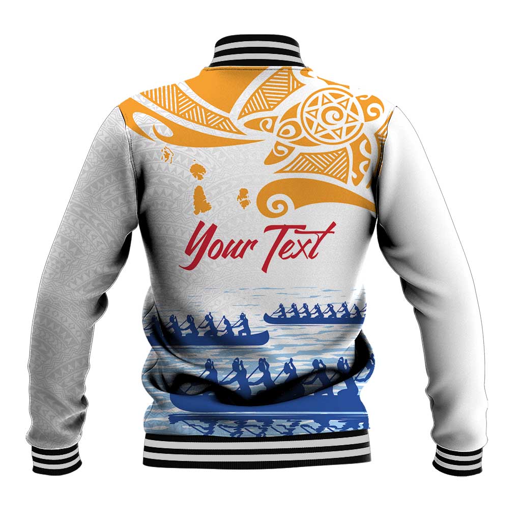 Personalised Hawaiki Nui Va'a French Polynesian Pattern Baseball Jacket White Color LT03 - Polynesian Pride