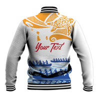 Personalised Hawaiki Nui Va'a French Polynesian Pattern Baseball Jacket White Color LT03 - Polynesian Pride