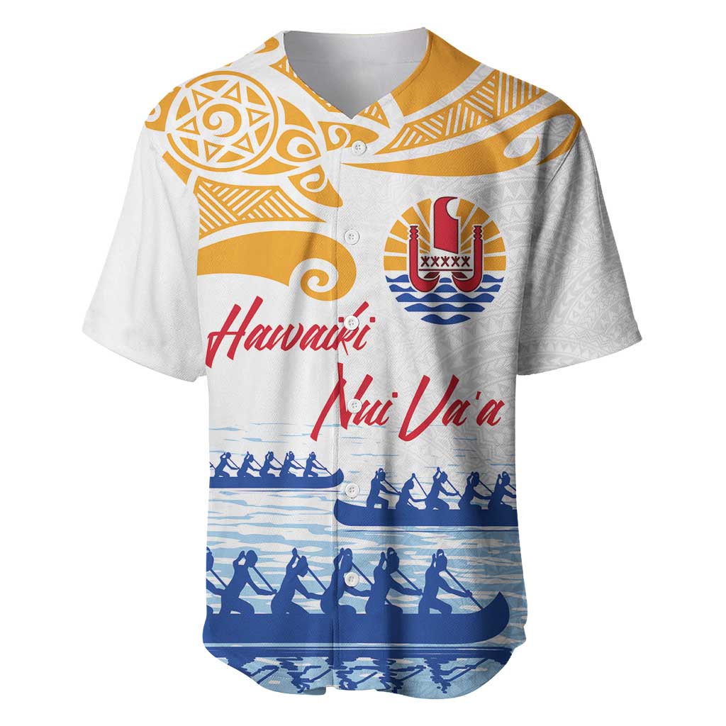 Personalised Hawaiki Nui Va'a French Polynesian Pattern Baseball Jersey White Color